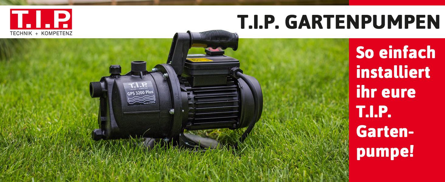 T.I.P. Peripher-Gartenpumpe Guss (5.400 l/h Fördermenge, 34 m Förderhöhe, 3,4 bar Druck, 750 W, Oberflächenpumpe für sandhaltiges Wasser, Messinglaufrad, Nicht selbstansaugend) GPP 5400 M, 30184