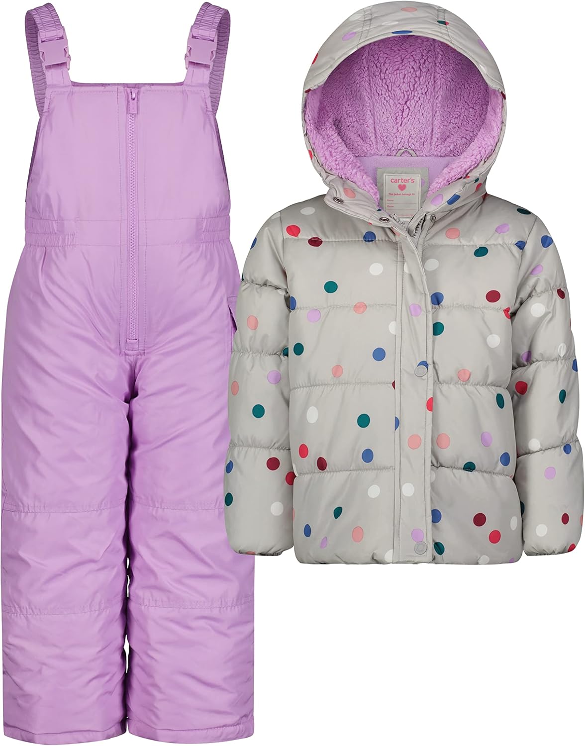 Carter’s Girls 2-Piece Snowsuit Puffer Jacket and Skibib Snow Pants Toddler and Big Kids