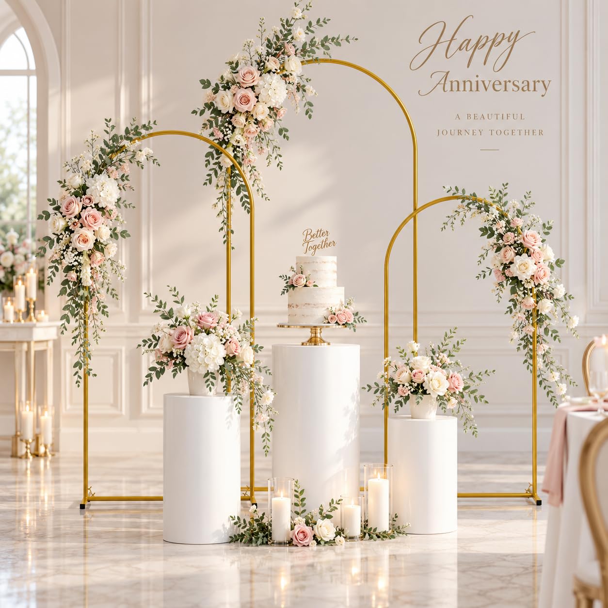 Juego de 3 arcos de boda (1,8 m, 2 m, 2,2 m)