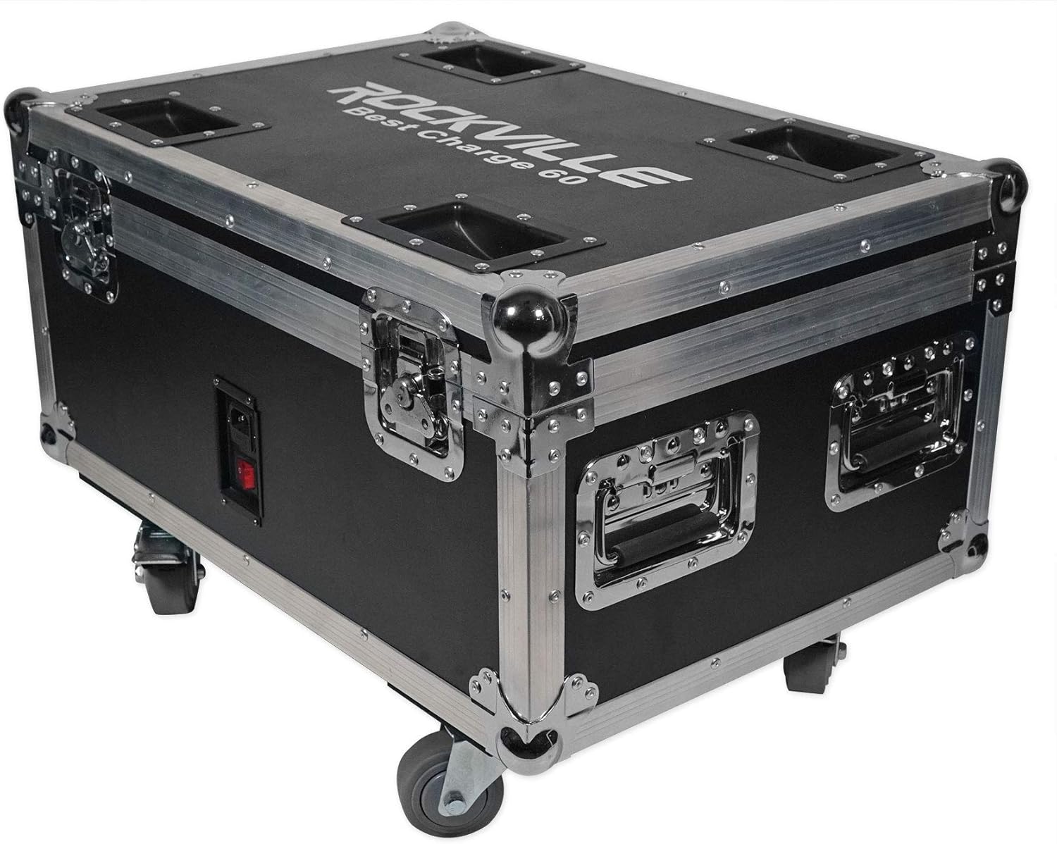Rockville Best Pack 60 (6) Black 54W Battery Wash Lights, RGBWA+UV, Wireless DMX, Charging Case, Long-Life Battery, LCD Display, for DJs and Events