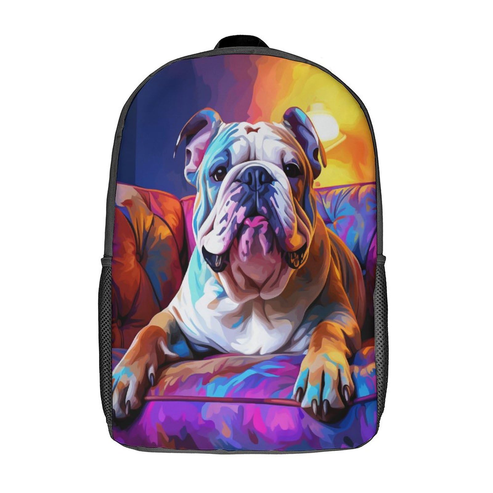 XIAOCHENG French Bulldog Escolar Mochila Entre Mochila Estampada Bolsa De Impermeable Respirable Material De Lienzo Poliéster Para Niños Niñas Estudiantes Adolescentes 17inch