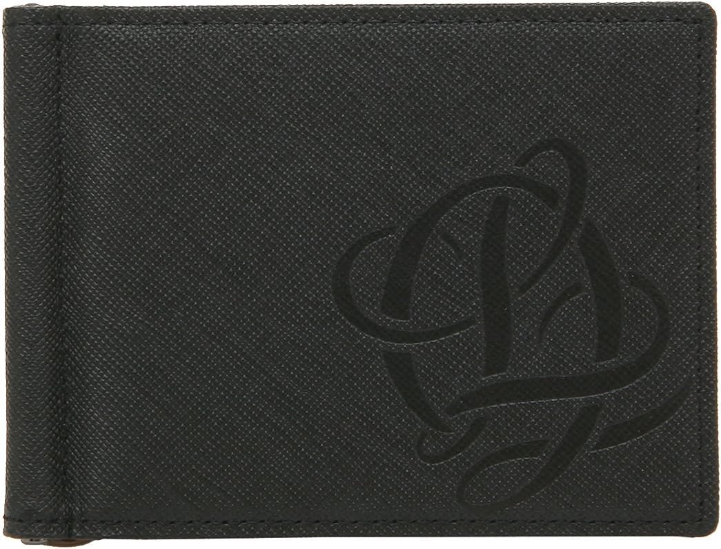LQ LOUIS QUATORZE Men's Cow Leather Money Clip Bifold Wallet OP187BL