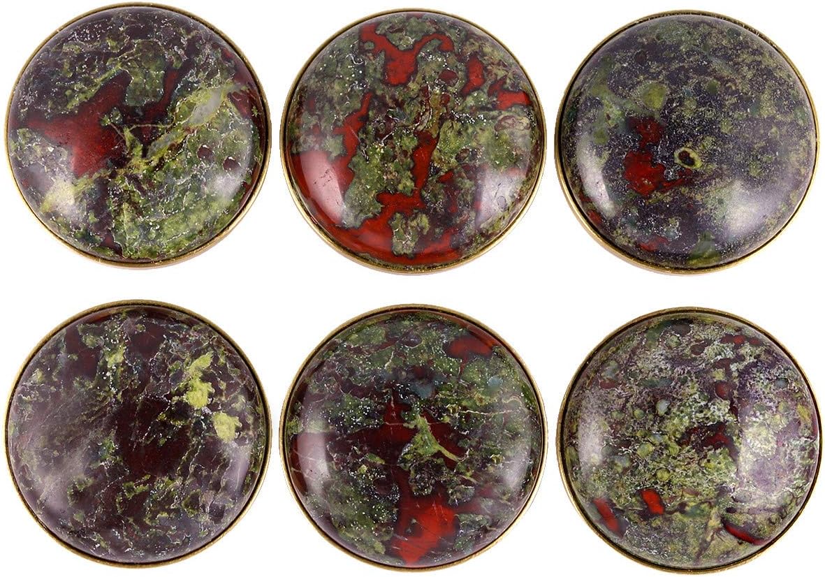 mookaitedecor Dragon Blood Jasper Crystal Cabinet Knobs with Screws Set of 2, Drawer Pull Handles for Dresser Wardrobe Cupboard Decorative