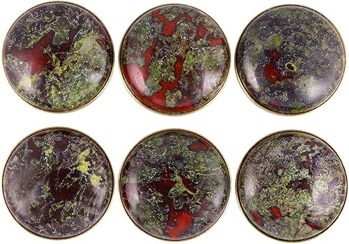 Miniatura 3 de mookaitedecor Juego de 2 pomos de cristal de jaspe de sangre de dragón con tornillos, tiradores de cajón para tocador, armario, armario decorativo