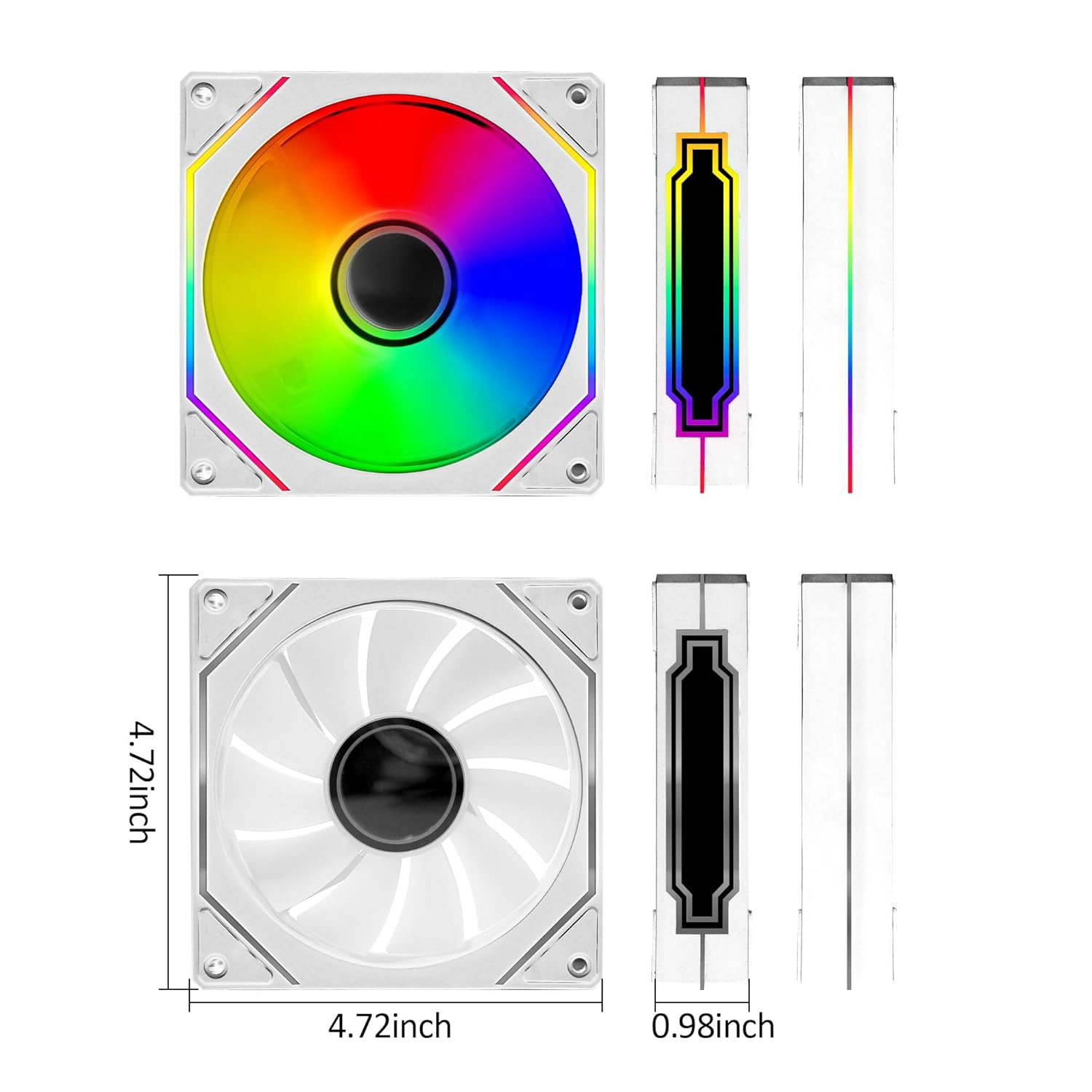 PANO-MOUNTS 120mm Infinity Mirror Addressable RGB PWM PC Cooling Fans - White 3-Pack, 800-1600 RPM, 5V 3-Pin ARGB & 12V 4-Pin for Computer Case/CPU Cooler Radiator