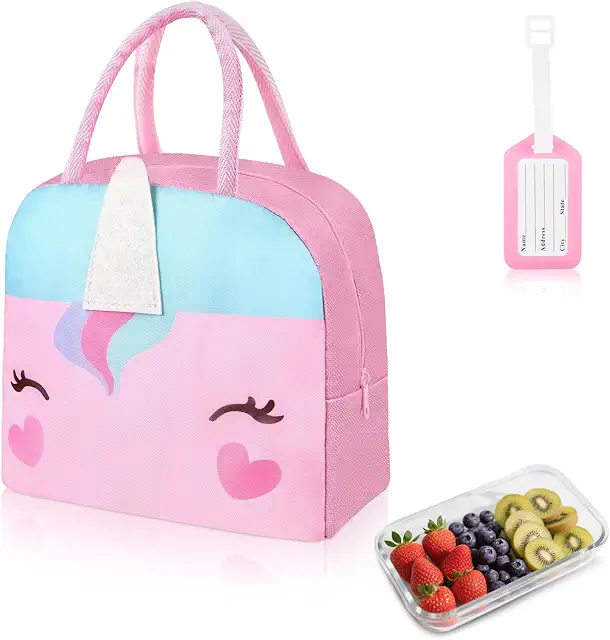 Lancheira Menina Térmica Reutilizável Pony Rosa - Bolsa Porta Alimentos Infantil