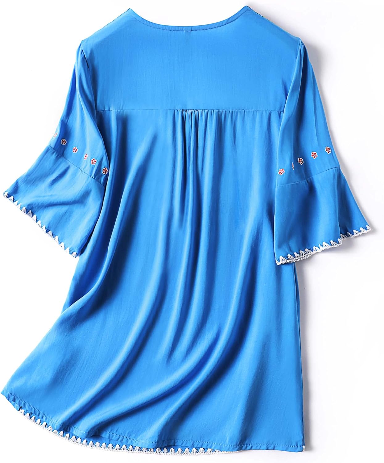 Mexican Shirts Peasant Blouses Cotton Embroidered 3/4 Sleeve Bohemian Tops Boho Clothes for Women Summer Fiesta - Image 3