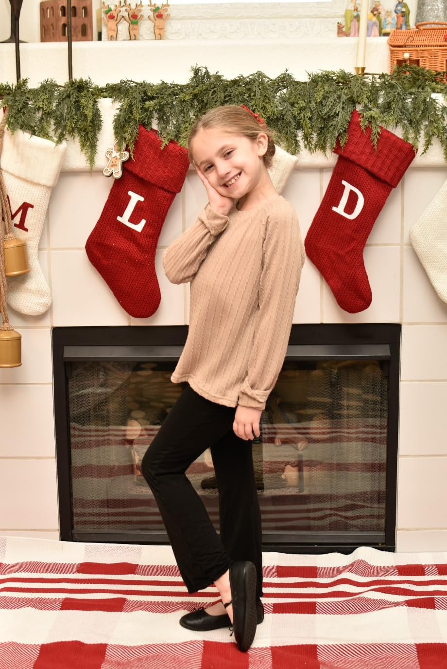 Arshiner Girls Raglan Long Sleeves Shirts Textured Knit Tops for Girls Casual Soft Kids Loose Blouse Tee - Image 2