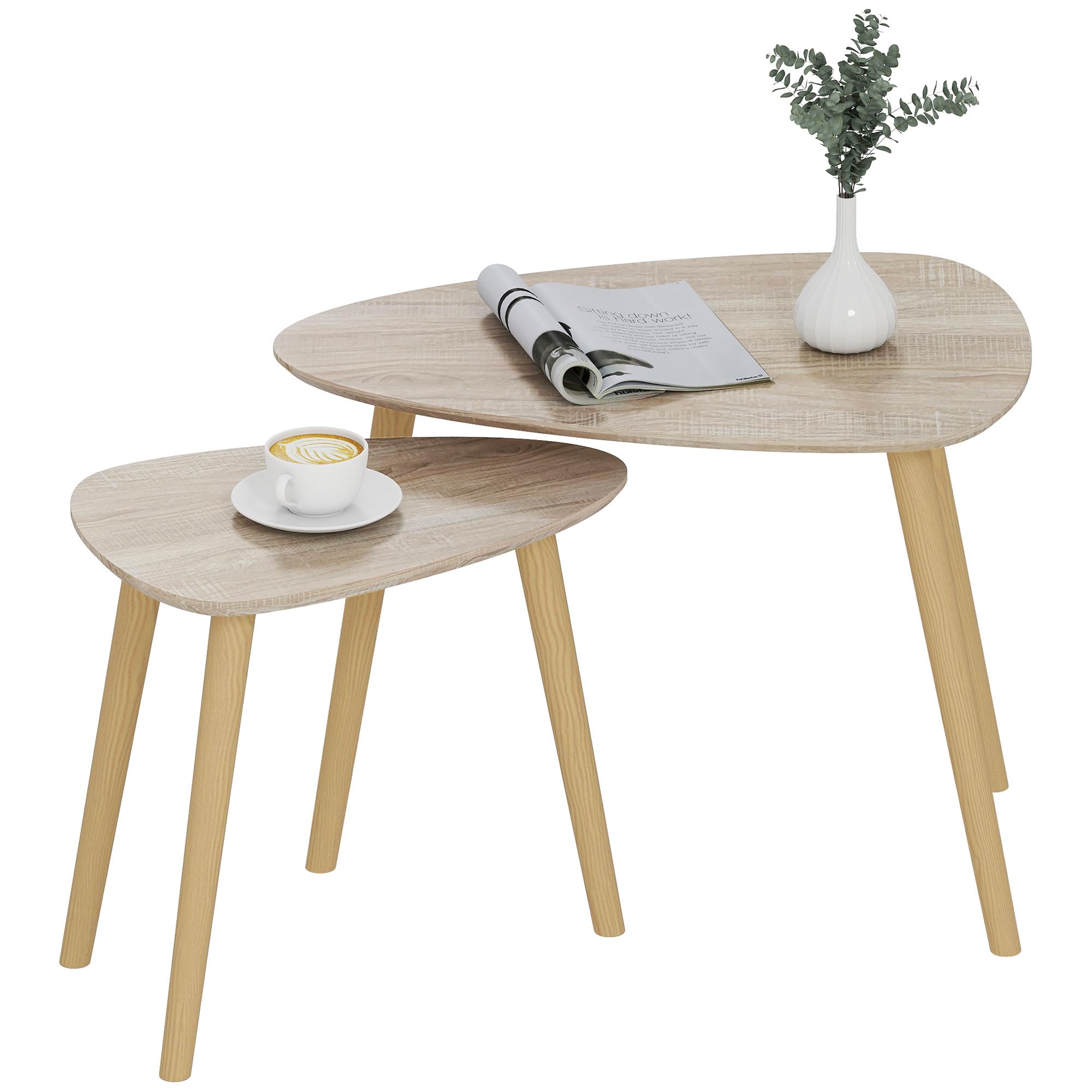 homcom lot 2 tables basses gigognes