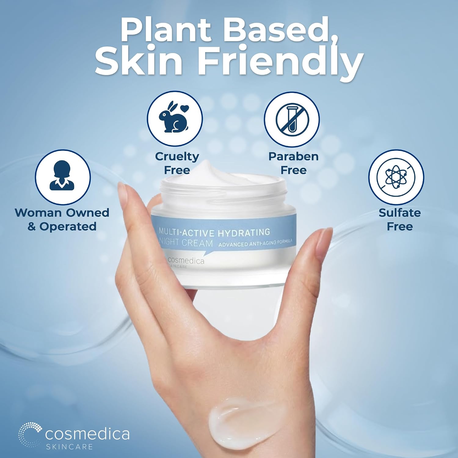 Cosmedica Hydrating Night Cream for Face & Neck – Anti-Aging Moisturizer with Hyaluronic Acid, Shea Butter & Glycolic Acid, Reduces Wrinkles & Dark Spots for Dry & Sensitive Skin, 2 oz