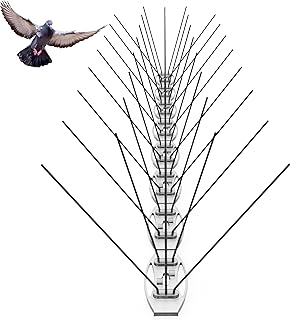 5-reihige effektive Taubenabwehr Spikes (4 Stück à 50 cm) – Vormontiert & Sofort einsatzbereit – Vogelschutz Edelstahl mit Kunststoffbasis, UV-beständig – für Balkon, Dach, Fensterbank