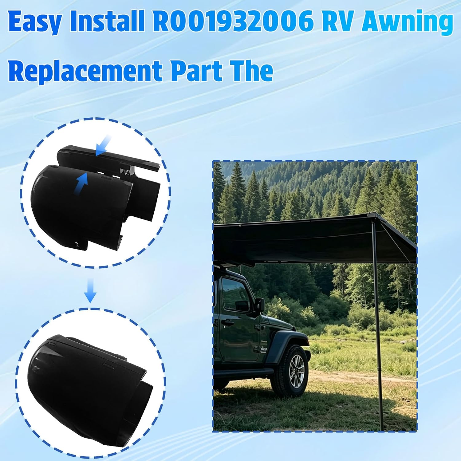 RV Awning End Cap Replacement, LH Non-Motor Idler End Cover Compatible with Carefree Colorado Compass/Altitude Series,R001932006 Compatible for TAJVAP 46JVAP L&R Side Black End Covers Left