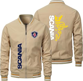 RILIPU Men Thin Bomber Baseball Jackets Scania logo Bomber Windproof Cycling Workout Athletic Coat Mens Softshell Outerwear with Pocket