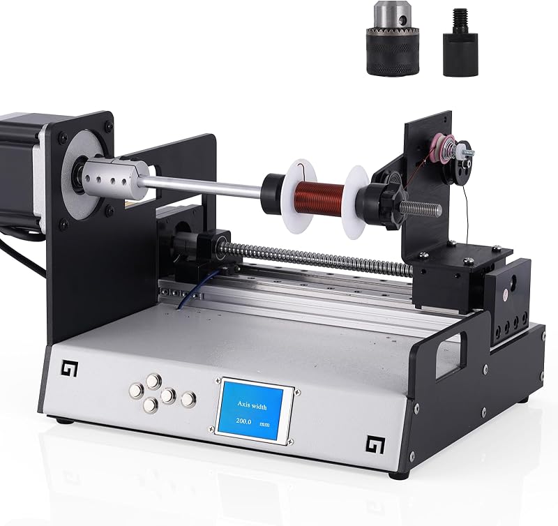 Máquina bobinadora automática Máquina bobinadora de bobina de 1200 RPM con alineación automática de cables, compatible con cables 17-46 AWG, ideal para transformadores de tubos, cables esmaltados, cables de soldadura