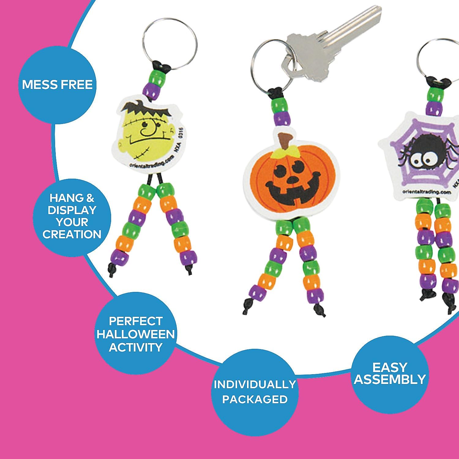 Halloween Bead & Foam Key Chain Craft Kit -50 - Crafts for Kids and Fun Home Activities