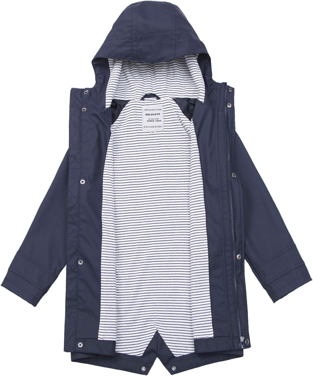 SOLOCOTE Kids Rain Jacket Hooded Lined Rubber RainCoats for Girls Boys Waterproof Windproof Size 5-14Y