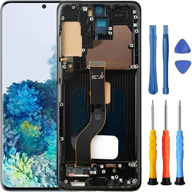 for Samsung S20+ Plus 5G Screen Replacement with Frame Black | for Samsung Galaxy S20 Plus Screen Replacement kit G985F G985W G985U G986U G986B Touch Screen LCD Display Digitizer Assembly