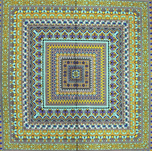 India Arts Geometric Pattern Square Cotton Tablecloth 70" X 70" Multi Color #TOP26