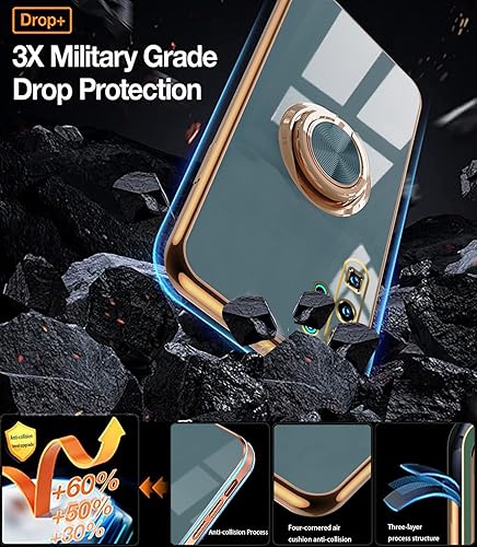 Miniatura 3 de Wousunly Compatible con Huawei P30 Pro Case Ring Holder Magnet Green, Huawei P30 Pro Funda de teléfono Funda de silicona a prueba de golpes Funda