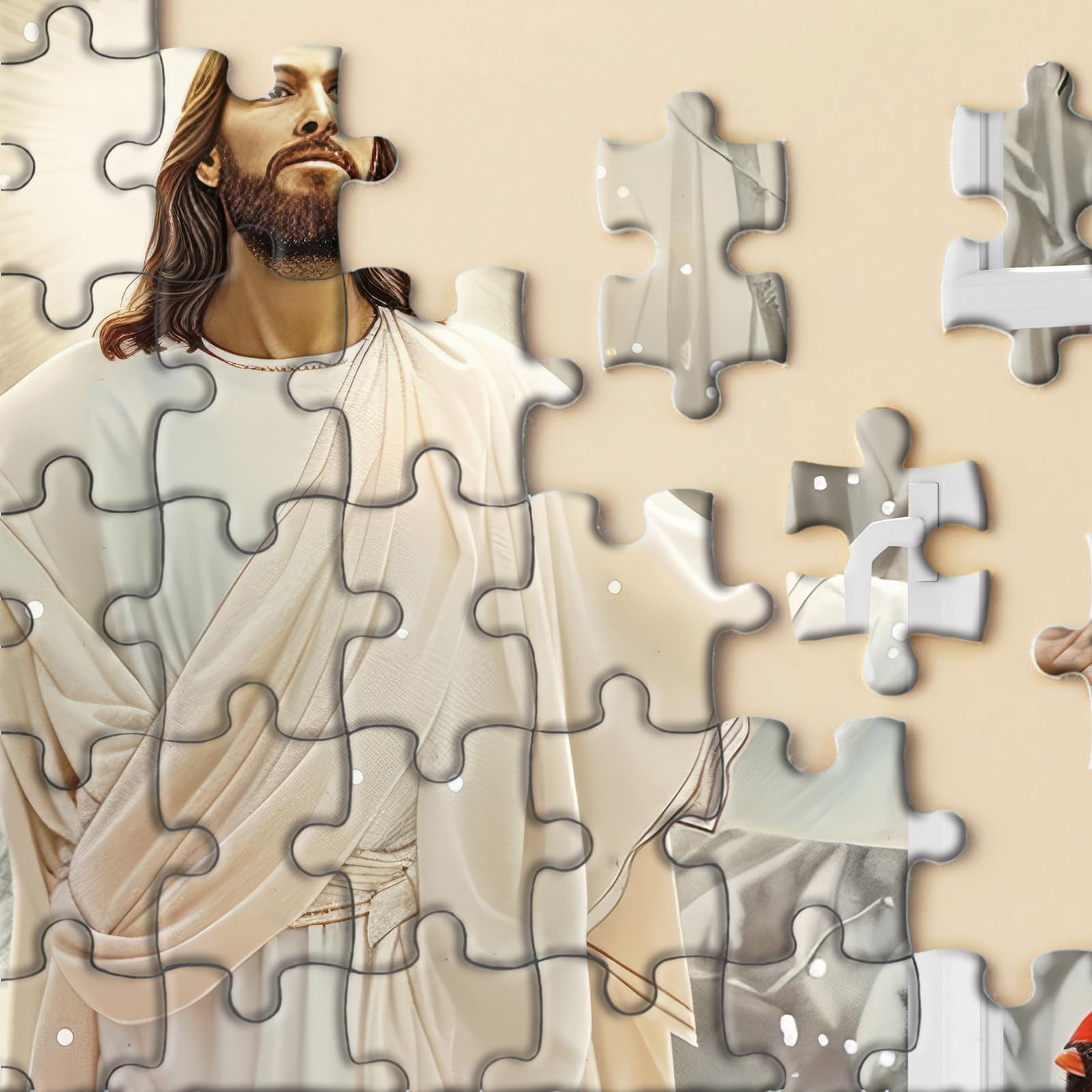 Jesus Christian Puzzles for Adults 1000 Piece, Religious Peaceful Faith Jigsaw Puzzle, Winter Cardinal Inspirational Puzzles - Image 4