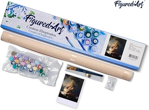 Vista 324 de Figured'Art - Juego de pintura por números, lienzo enrollado sin marco, para manualidades, para adultos, 16 x 20 pulgadas, jarrón de peonías