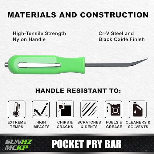 Miniatura 4 de SUNHZMCKP - Juego de 2 mini barras de palanca de bolsillo, herramienta pequeña de 4.5 pulgadas con clip de bolsillo y parte superior magnética, para