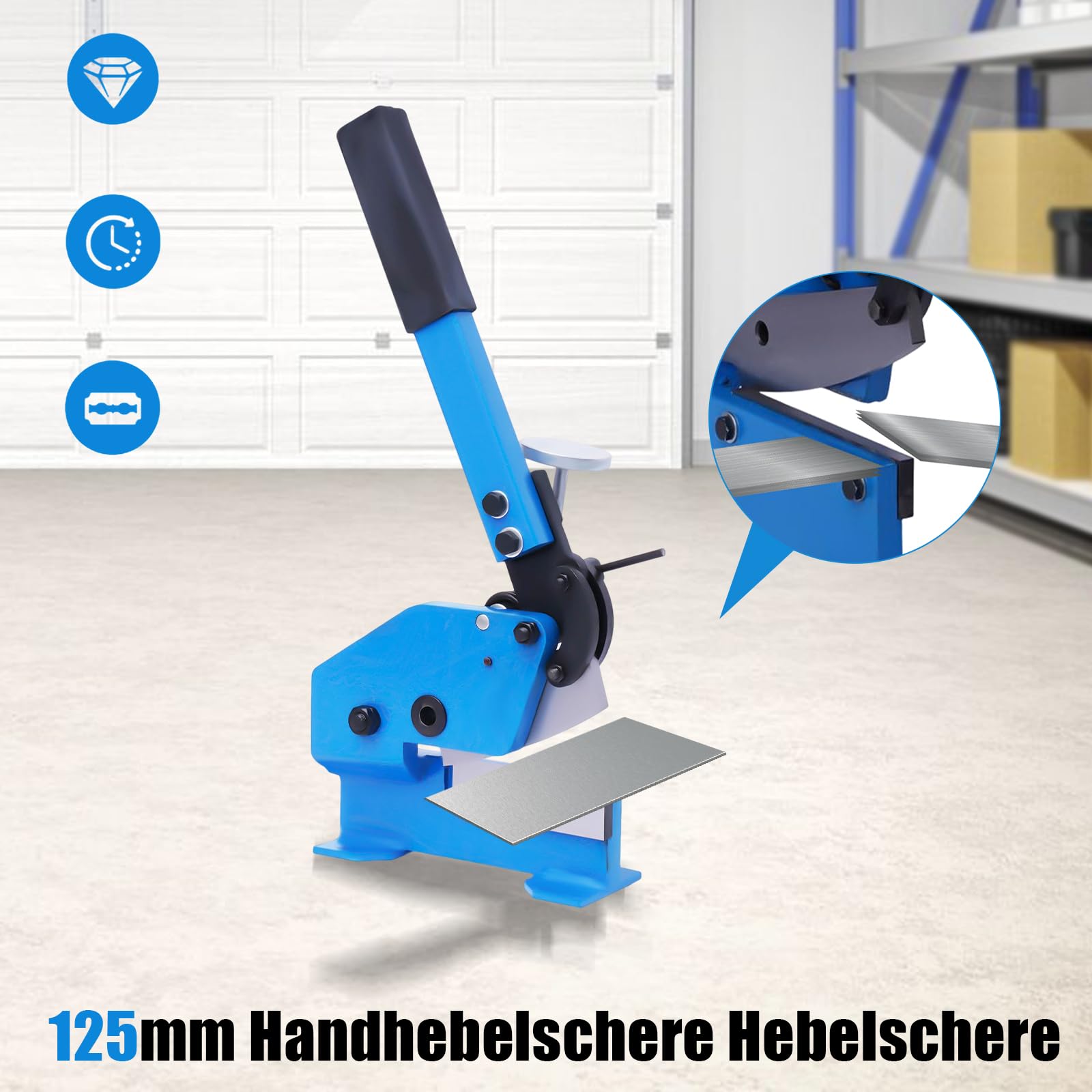 Manuelle Metall-Blechschere, Heavy-Duty – schneidet 6 mm Blech & 11 mm Rundstahl, mit gehärteter Klinge und stabilem Stahlrahmen, präzises Hand-Schneidwerkzeug für Werkstatt und Bau