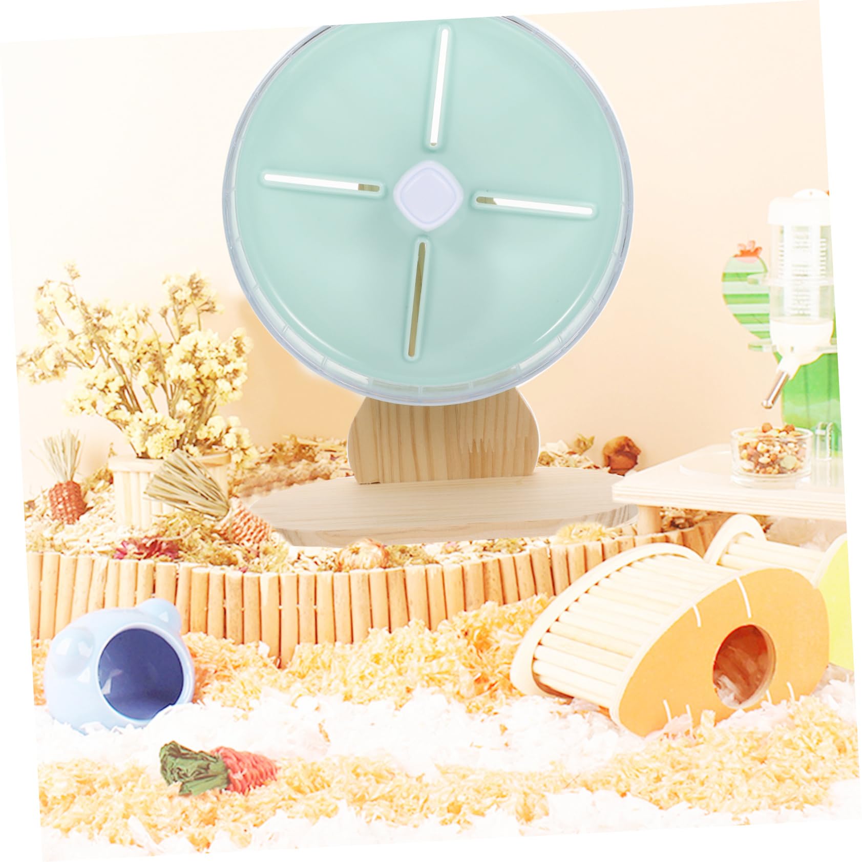 Abaodam 1 Ensemble Roue Silencieuse pour Hamster Accessoire de Jeu pour Rongeurs et Chinchillas avec Support pour Petits Animaux