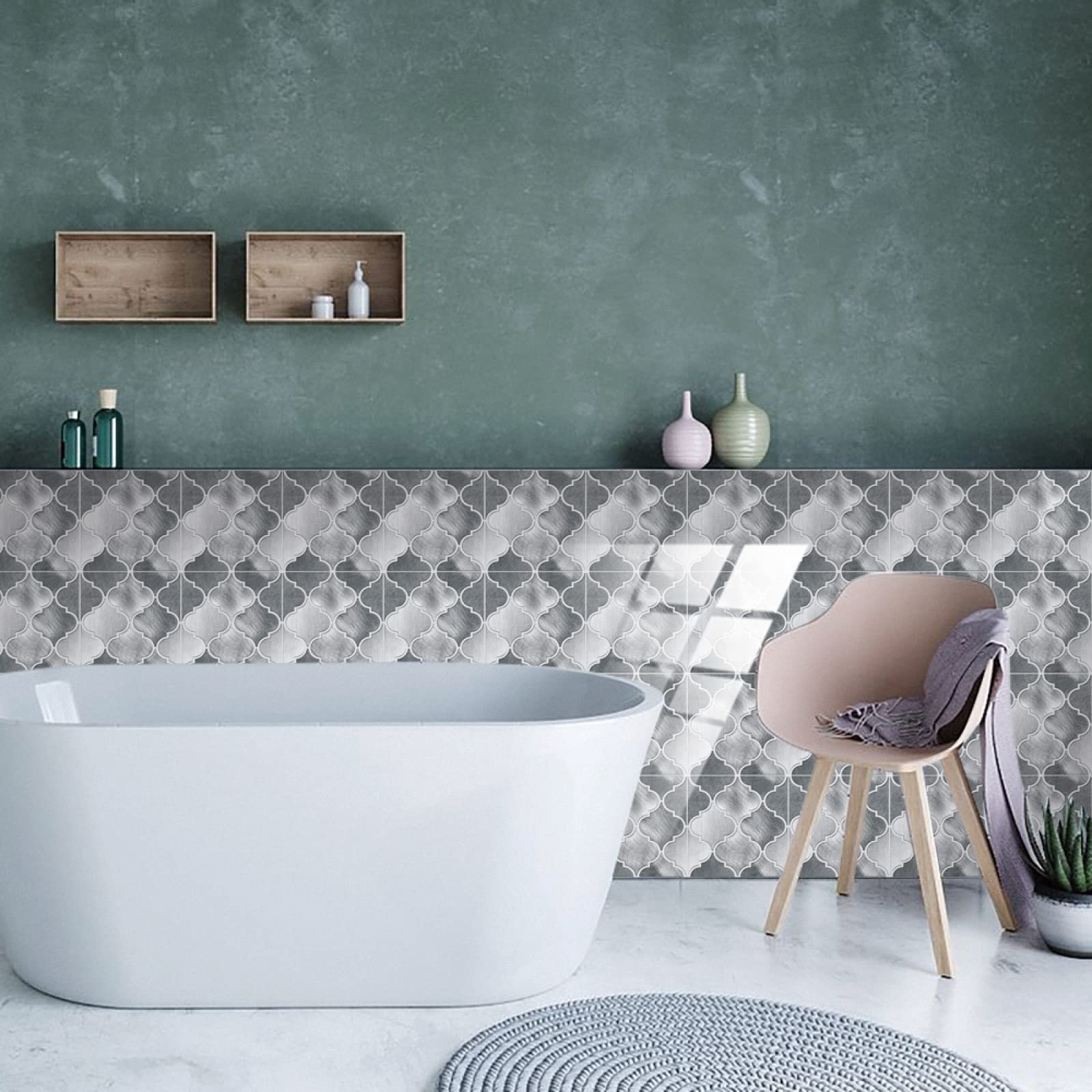 STICKERS LETTRES ADHESIVES 24 Gris Autocollants De Carreaux Adhésifs