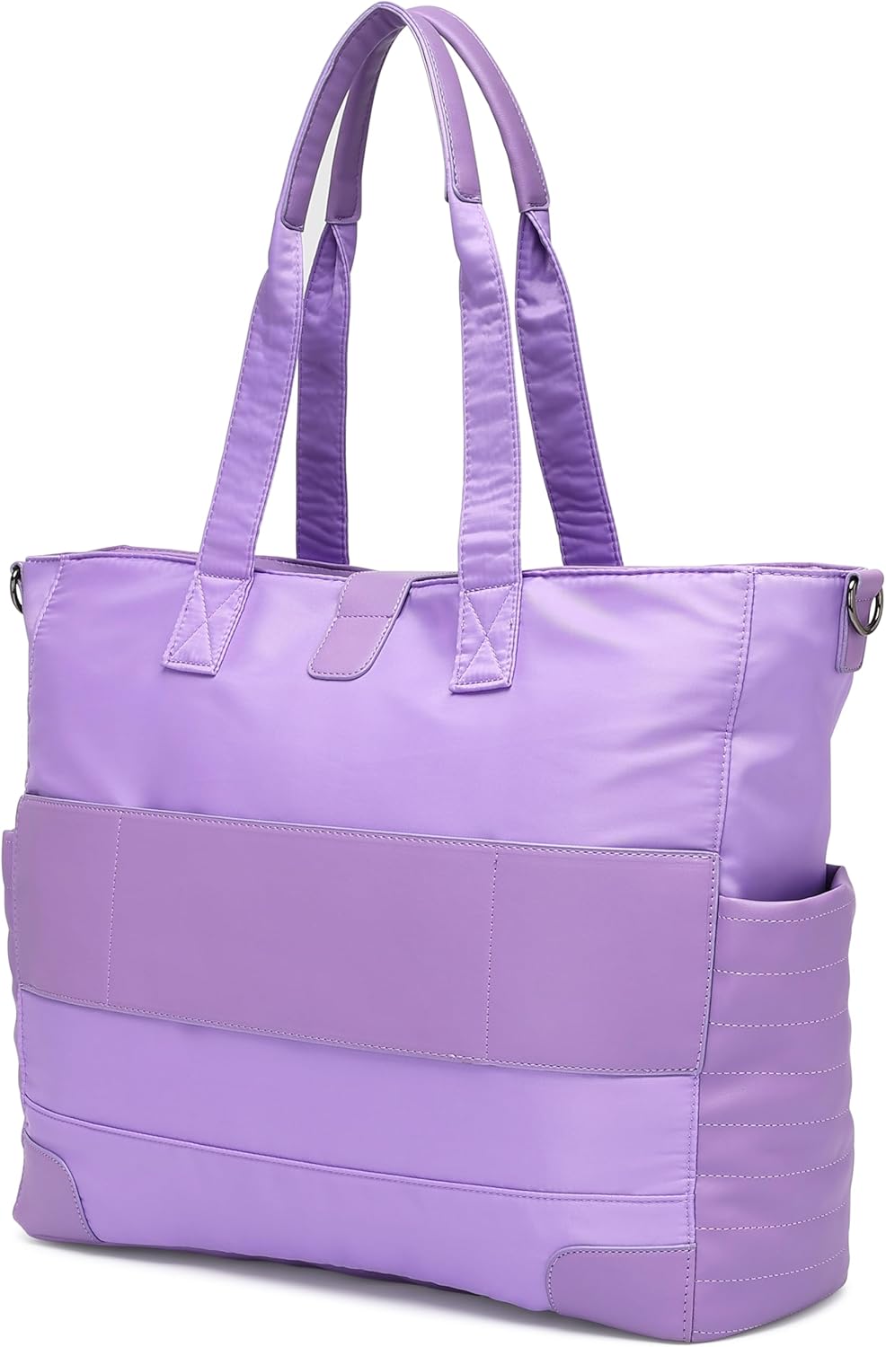 ELLE Voyage 25L Twill and Vegan Leather Weekender Duffel Bag | Lavender
