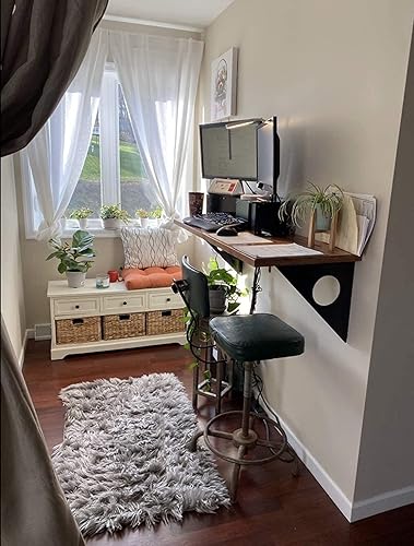 Miniatura 9 de Mesa rústica industrial para montar en la pared, mesa de comedor, mesas de bar de madera de pino para montar en la pared (31 x 14 pulgadas)