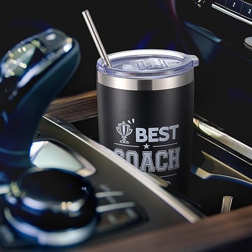 Miniatura 5 de Didaey Juego de 3 juegos de regalos para entrenador Best Coach Ever, 20 onzas con silbato y pajitas, vaso de viaje de acero inoxidable para Navidad,