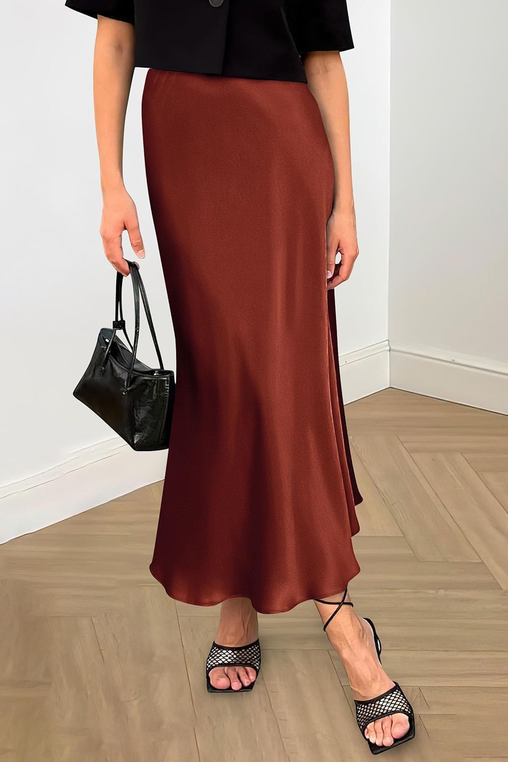 PRETTYGARDEN Women's Satin Skirts Dressy Casual 2026 Fall High Waisted Cocktail Wedding Flowy Elegant A Line Midi Skirt - Image 6