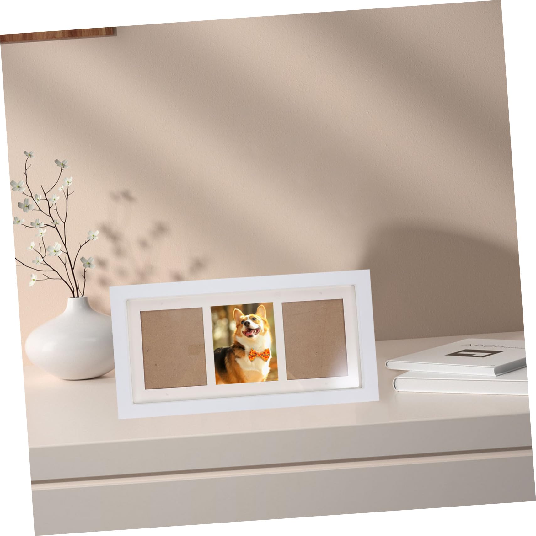 Cabilock Marco De Fotos De Madera Con 3 Cuadrículas Y Huellas De Manos De Bebé Para La Decoración Del Hogar Y El Primer Recuerdo Del Bebé