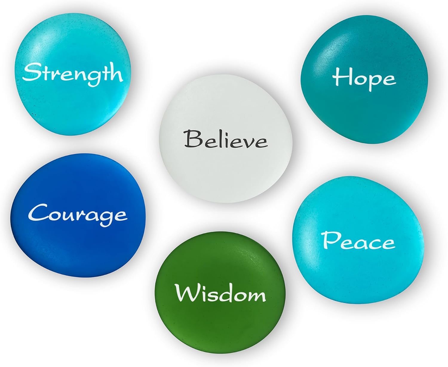 Lifeforce Glass The Mermaid's Message: Frosted Sea Glass Stones, Six Inspiring Words in Beach Colors, Packaged in a Deluxe Box Set I