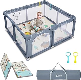 Baby Playpen with Mat, Large Baby Playard for Toddler, BPA-Free, Non-Toxic, Safe No Gaps Play Yard for Babies, Indoor & Ou...