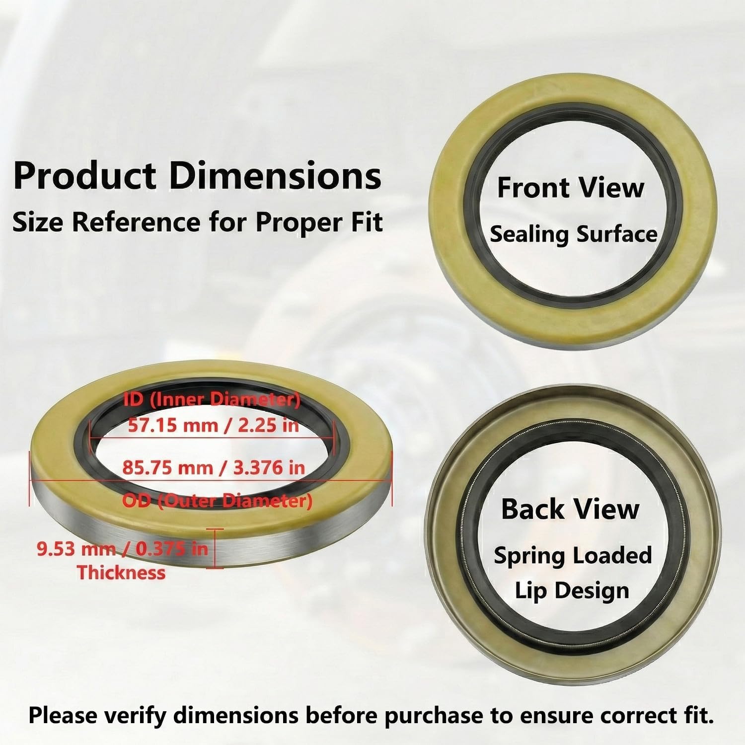 4PCS 010-036-00 Double Lip Grease Seal for Dexter Texcom RV Trailers Replaces 01003600 10-36 22333TB 2.250" ID x 3.376" OD Trailer Hub Wheel Grease Seal, 5200-7000lb Trailer Axles D42