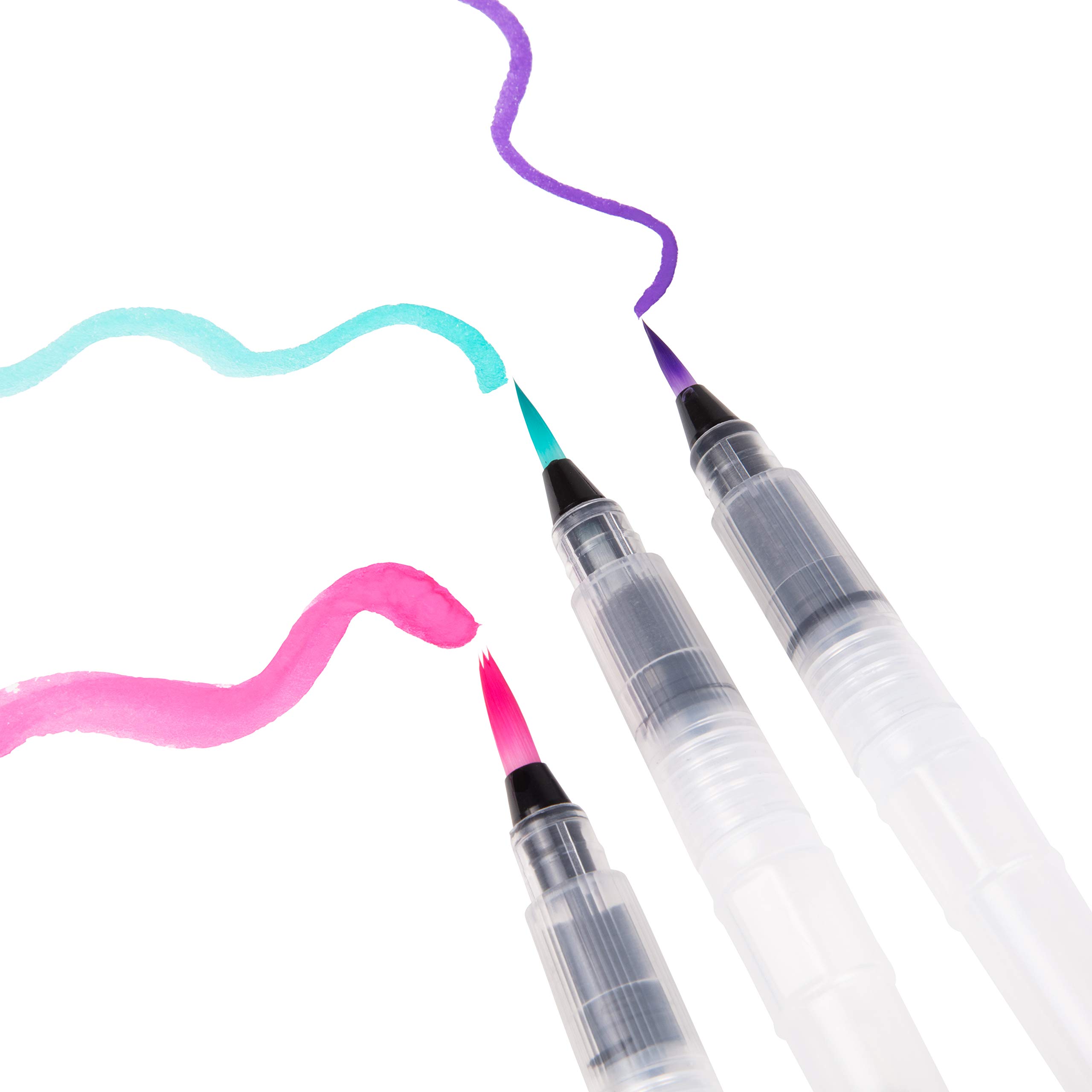 Lot de 24 pinceaux d'aquarelle Rechargeables (3 épaisseurs différentes et 8 de Chaque Taille) - Pinceaux Polyvalents de qualité Artistique pour Peinture et Lettrage