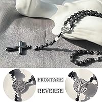 Vista 14 de Tiger Eye Cross Necklace for Men, Obsidian Necklace, Hematite Cross Pendant Lava Rock Rosary Healing Crystal Necklaces