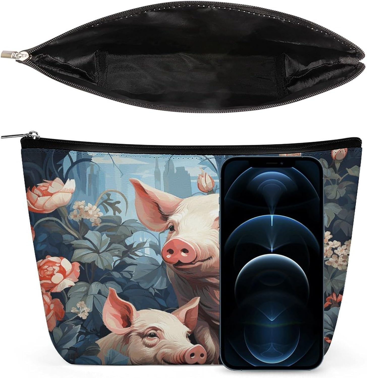 Travel Makeup Bags PU Leather Pattern Pets Cosmetic Bag with Zipper Large Toiletry Bag for Women Waterproof Portable Makeup Case Organizer Cute Zipper Pouch Make Up Bags image 3