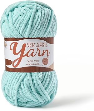 Chenille Yarn for Crocheting Plush Blanket Crochet Yarn Aqua Green
