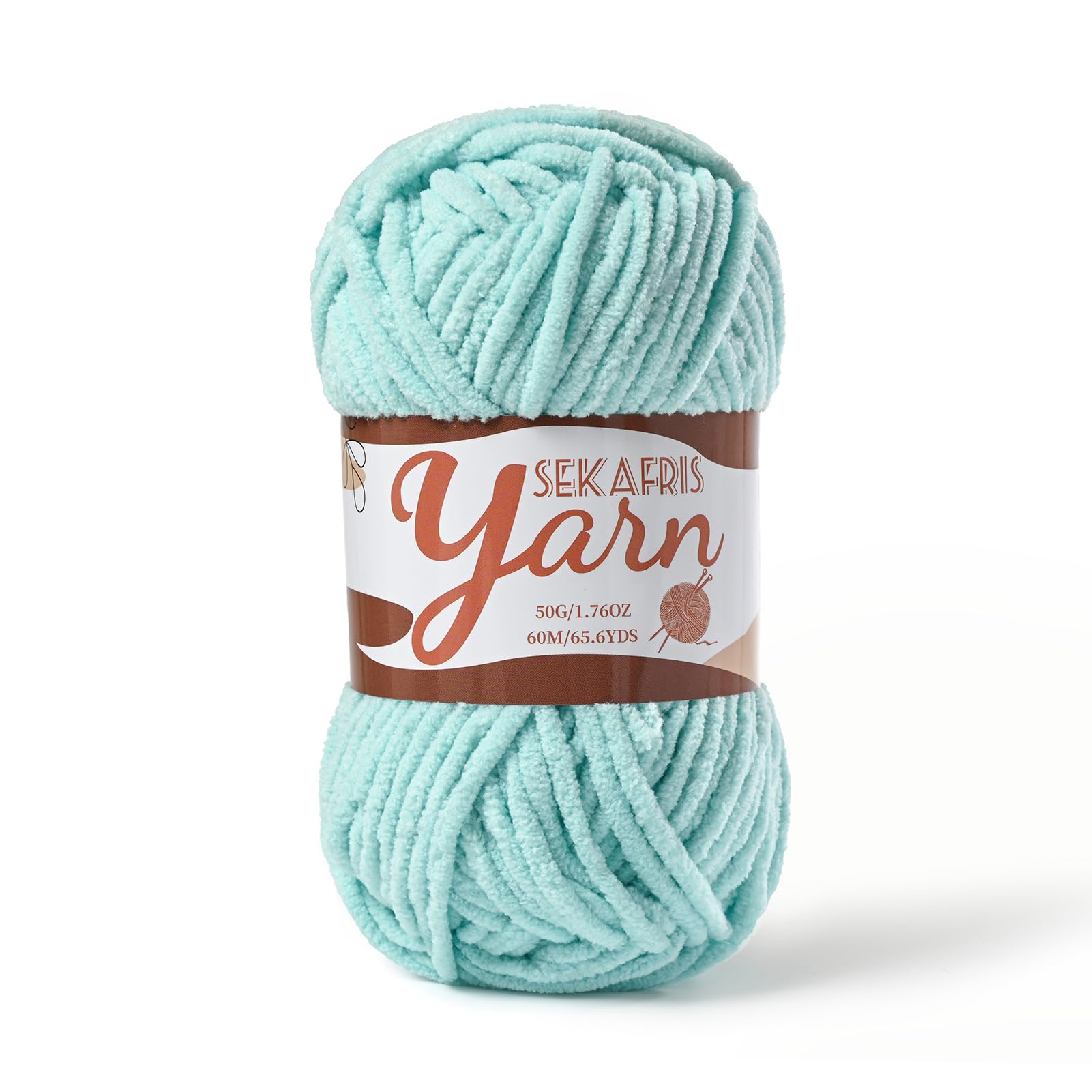 Chenille Yarn for Crocheting Plush Blanket Crochet Yarn Aqua Green