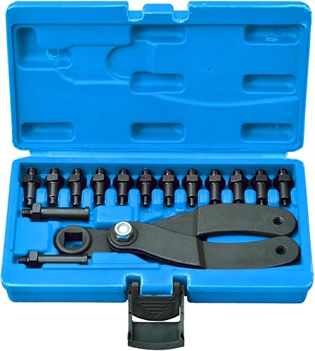 Miniatura 6 de LainKeen Soporte universal de polea para árbol de levas, 15 piezas, kit de llave de pasador variable, llave de embrague ajustable con pasadores