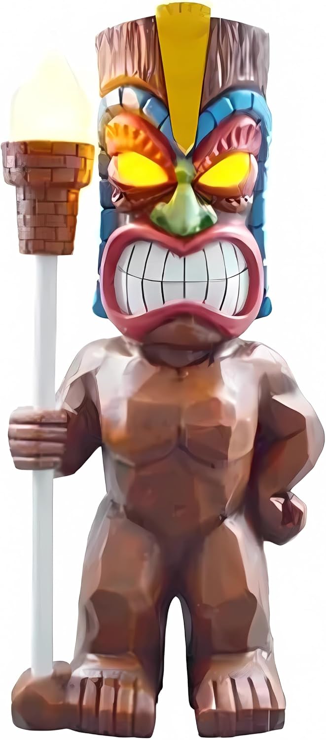 DAUERHAFT Solar Powered LED Light tiki Temperature Anger Solar Powered Figurine LED Light, LED Garden Light Decoration Crafts, tiki totem for Porch Lawn Trail Path Lights