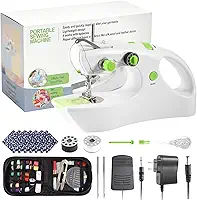 Máquina de costura para iniciantes e crianças, costura de 4 a 6 camadas de jeans (inclui kit de costura de 27 peças e estojo de armazenamento)