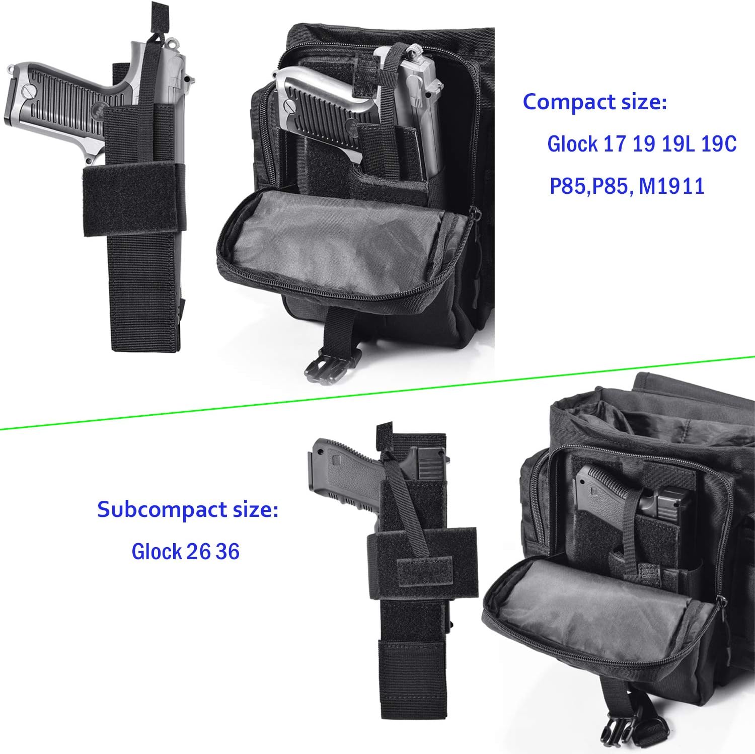 Concealed Pistol Pouch Multipurpose Carry Gun Bag and Tactical Drop Leg Bag with Pistol Holster