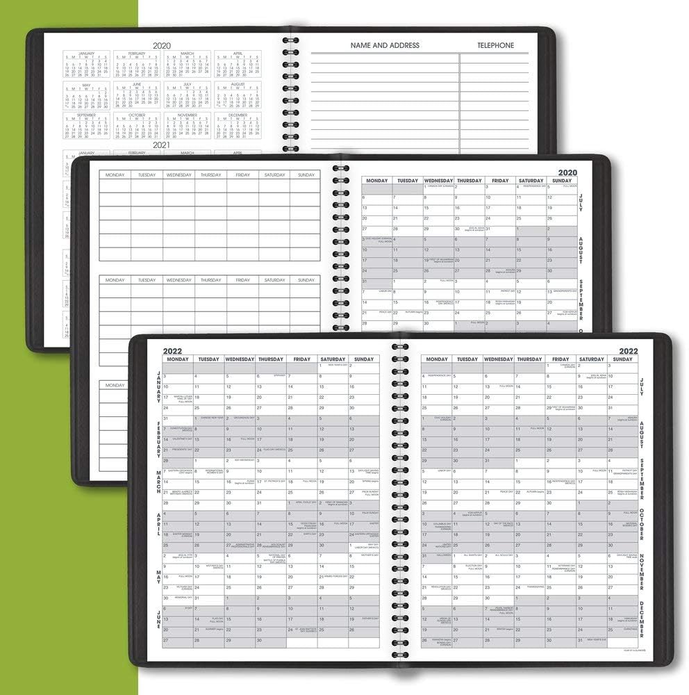 Academic Planner 2020-2021, AT-A-GLANCE Monthly Planner, 7" x 8-3/4", Medium, Black (7012705)