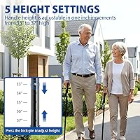 Vista 7 de Blue Jay - Bastón plegable para hombres y mujeres, bastón de aluminio de agarre cómodo ajustable con punta de goma antideslizante, negro, ayuda