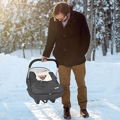 Miniatura 6 de Orzbow Fundas de asiento de automóvil de invierno para bebés, funda universal para asiento de automóvil con cuello ajustable, funda impermeable para