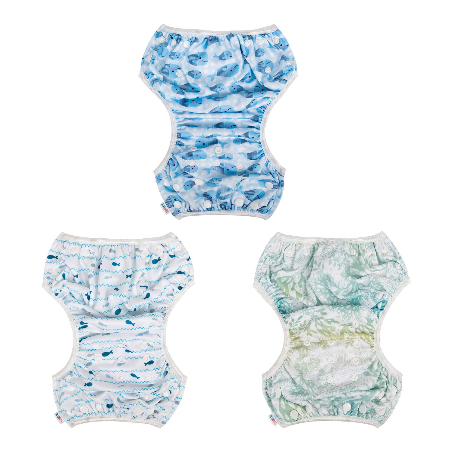 ALVABABY Swim Diapers 3pcs Reusable & Adjustable 0-2 Years Baby Boy Girl 3SWY02 - Image 3